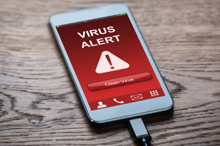 Virus alert on a smartphone