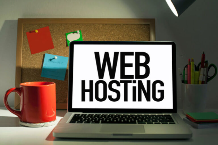 Web hosting banner on a laptop