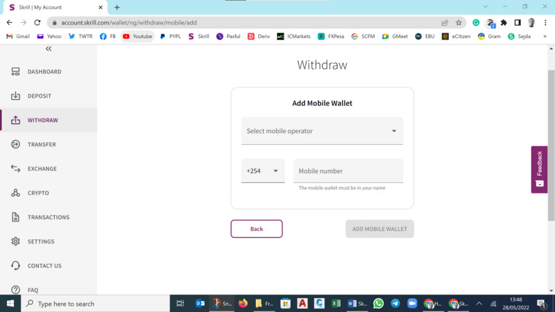 Skrill MPESA Page on desktop