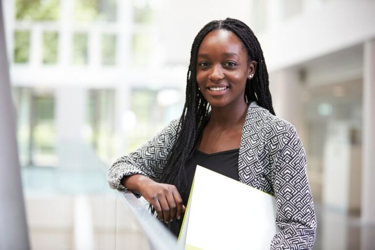 Black female student posing for a photograph