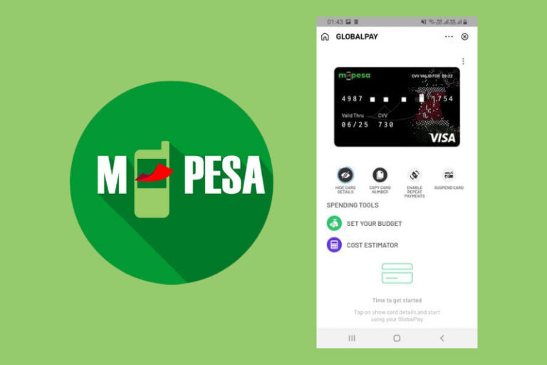 Mpesa logo and virtual card