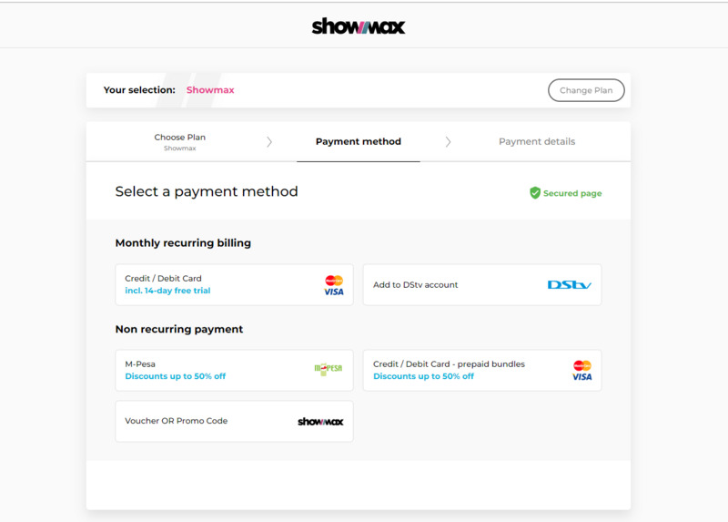 Showmax payment screenshot