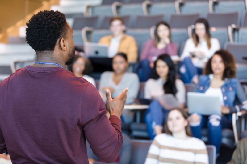 Professor teaching university students