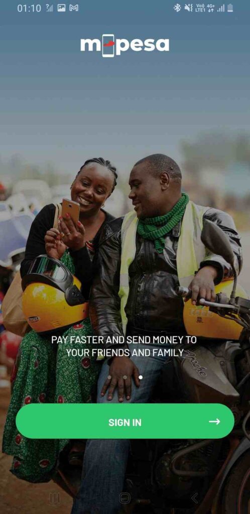 M-PESA app sign in