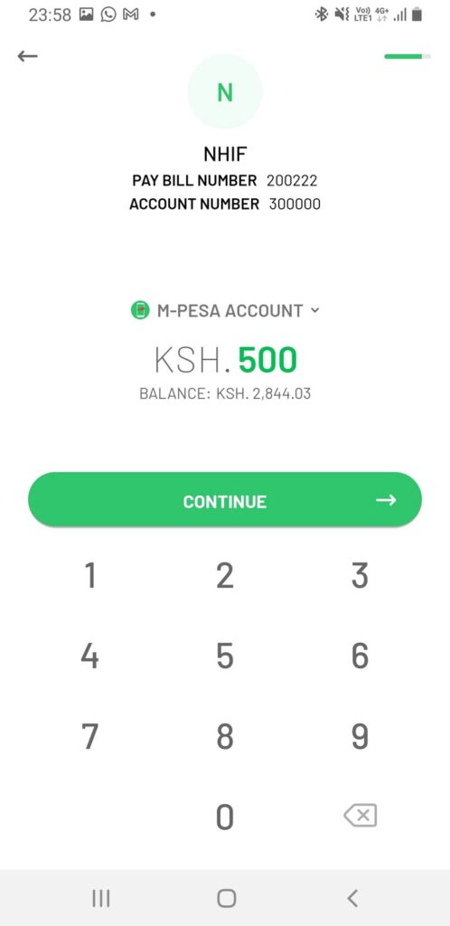 M-PESA app paybill