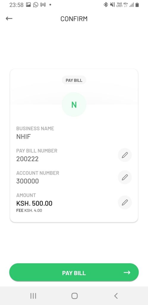 M-PESA app paybill