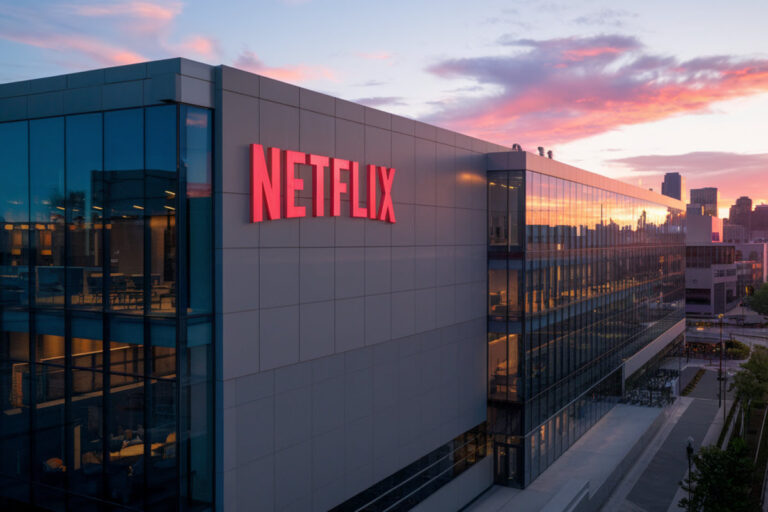 Netflix logo on a building